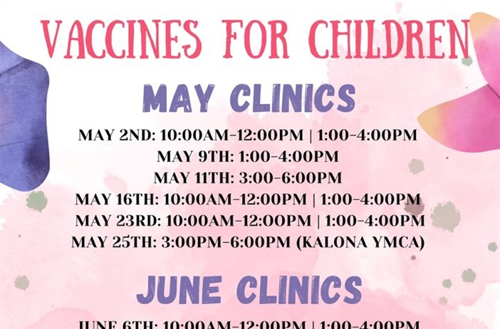 See below for May and June childhood immunization clinics.
