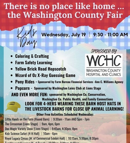 Calling ALL kids TOMORROW is the day for you at the Washington County Fair!!!! There are so many funny activities happening on W...