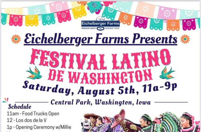 Latinos For Washington, Inc se complace en invitarlos al Festival Latino de Washington, Iowa. 
Gracias a Eichelberger Farms por ...