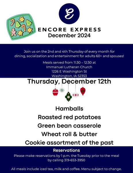 Enjoy a meal, socialization and entertainment at Encore Express during December!