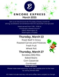 Enjoy a meal, socialization and entertainment at Encore Express during March!