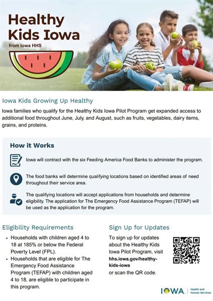 The WACO Community Food Pantry will be participating in the Healthy Kids Iowa Pilot Program this summer