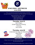 Enjoy a meal, socialization and entertainment at Encore Express during June!