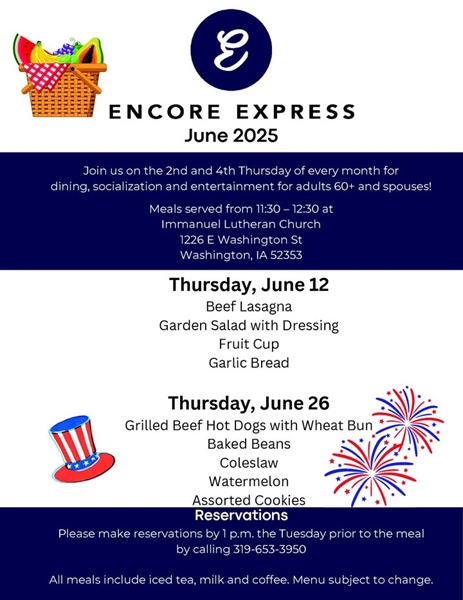 Enjoy a meal, socialization and entertainment at Encore Express during June!