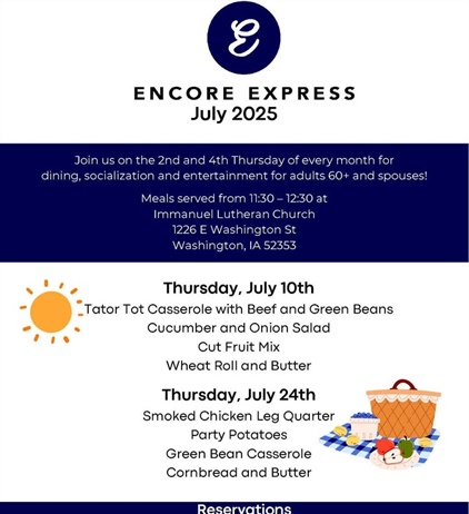 Enjoy a meal, socialization and entertainment at Encore Express during July!