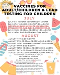 Here is the July/August schedule for our Vaccines for Children (VFC) program and our Vaccines for Adults (VFA) program!