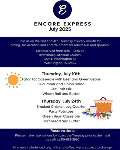Enjoy a meal, socialization and entertainment at Encore Express during July!
