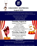Enjoy a meal, socialization and entertainment at Encore Express during August!