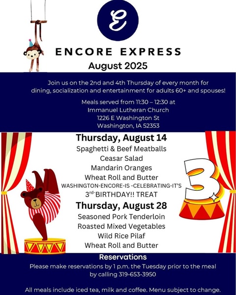 Enjoy a meal, socialization and entertainment at Encore Express during August!