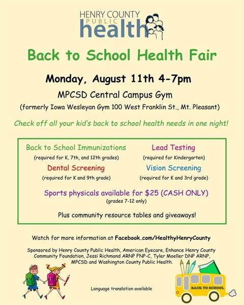 📚🩺 Back to School Health Fair – Mt
