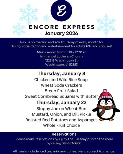 Enjoy a meal, socialization and entertainment at Encore Express during January!