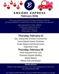Enjoy a meal, socialization and entertainment at Encore Express during February!