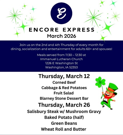 Enjoy a meal, socialization and entertainment at Encore Express during March!