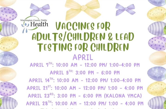 The April schedule for our Vaccines for Children (VFC) program and our Vaccines for Adults (VFA) program is here!