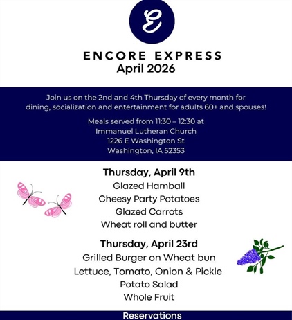 Enjoy a meal, socialization and entertainment at Encore Express during April!