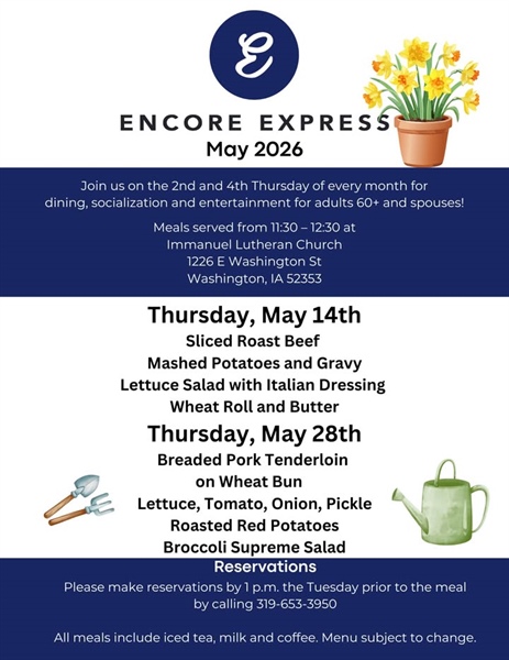 Enjoy a meal, socialization and entertainment at Encore Express during May💐