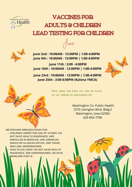The June schedule for our Vaccines for Children (VFC) program and our Vaccines for Adults (VFA) program is here!
