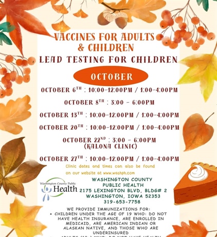The October schedule for our Vaccines for Children (VFC) program and our Vaccines for Adults (VFA) program is here!