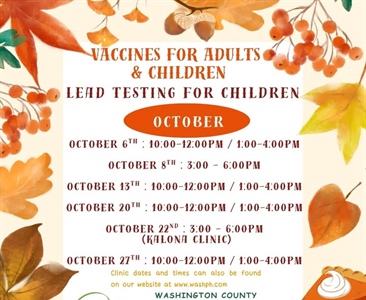 The October schedule for our Vaccines for Children (VFC) program and our Vaccines for Adults (VFA) program is here!