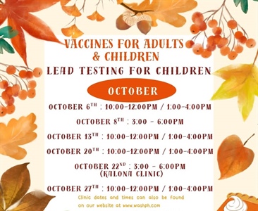 The October schedule for our Vaccines for Children (VFC) program and our Vaccines for Adults (VFA) program is here!