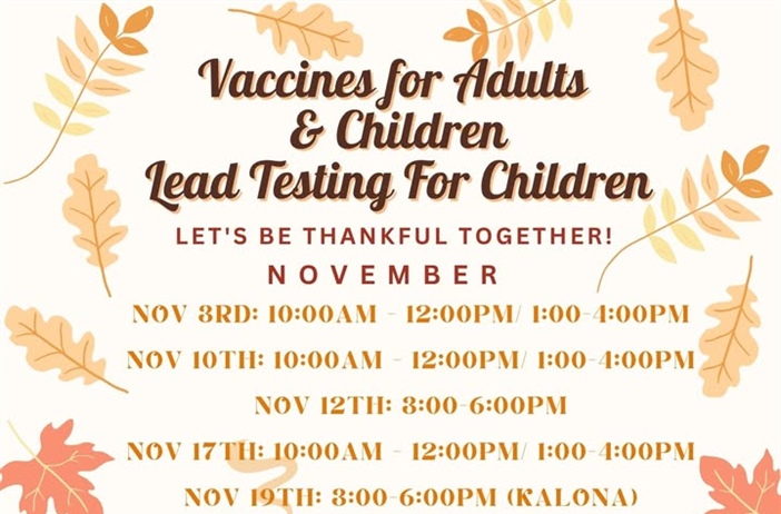 The November schedule for our Vaccines for Children (VFC) program and our Vaccines for Adults (VFA) program is here!