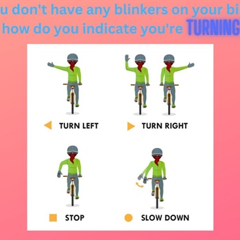 If you see a bicyclist (or motorcycles, mopeds, UTVs) using hand signals, do you know what they mean? If you're riding, do you k...