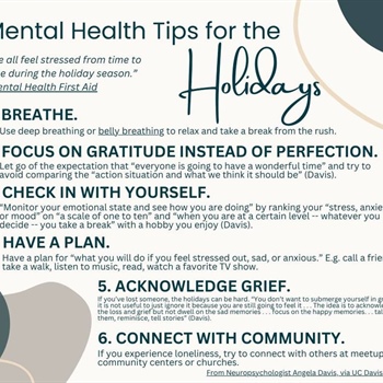 Holidays can be wonderful (and hard). Check out these mental health tips. #MentalHealthMonday #mentalhealthmatters