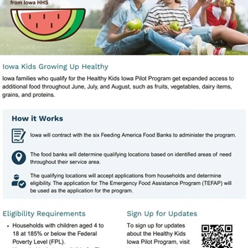 The WACO Community Food Pantry will be participating in the Healthy Kids Iowa Pilot Program this summer