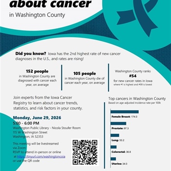 🌾Join us for a Community Meeting to discuss local cancer statistics, trends, prevention efforts, and available public health res...